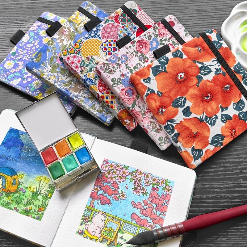 Watercolor Book Travel Sketch Palm Book Fabric Cover Painting Book