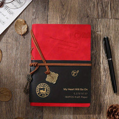 Leather Writing Journal Classic Embossed Travel Notebook & Retro Pendants