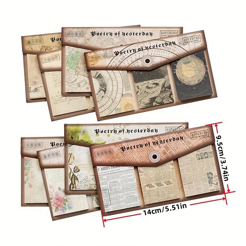60pcs Pack Retro Memo Book Yesterday's Poetry Series for Journal & Collage