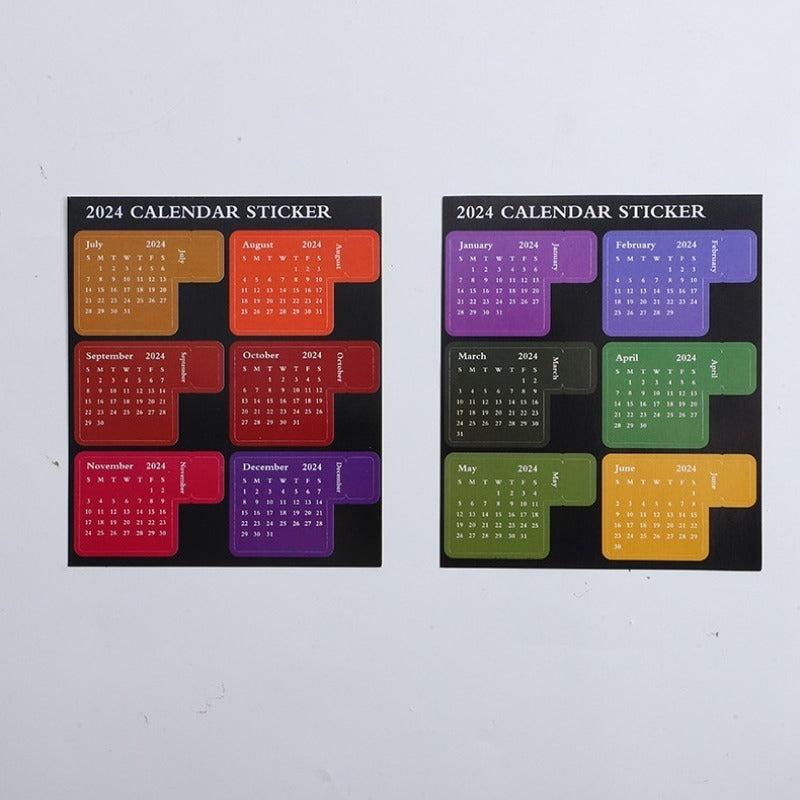 12Months Waterproof Paper Calendar Index Label Sticker Set