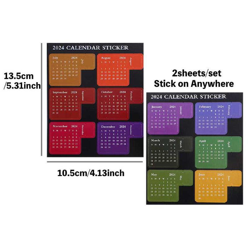 12Months Waterproof Paper Calendar Index Label Sticker Set