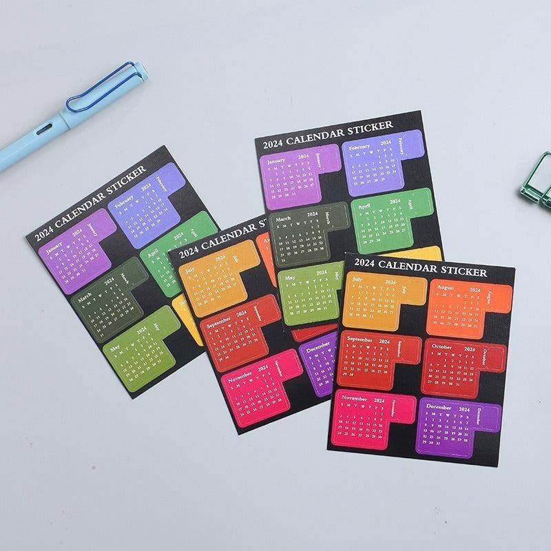 12Months Waterproof Paper Calendar Index Label Sticker Set