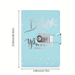 A5 PU Leather Combination Lock Notepad