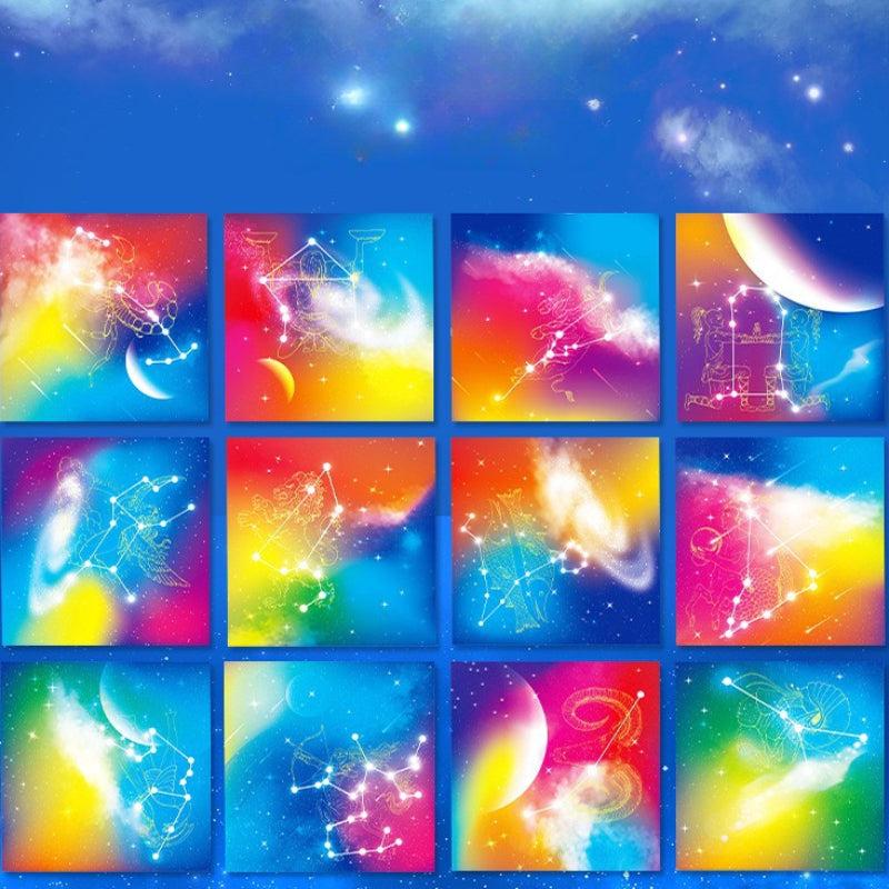 50pcs Starry Sky Origami Art Cherry Blossoms Colored Paper