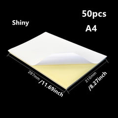 A4 Self Adhesive Sticker Labels - Matte or Glossy Finish - 50 Sheets