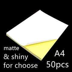 A4 Self Adhesive Sticker Labels - Matte or Glossy Finish - 50 Sheets