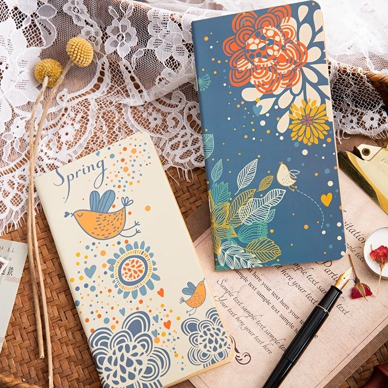 Mini Flower Notebook Colorful Bird Patterns Blank Paper Notepad