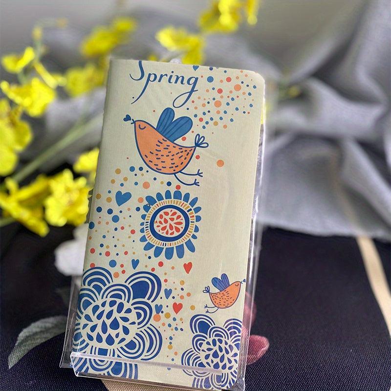 Mini Flower Notebook Colorful Bird Patterns Blank Paper Notepad