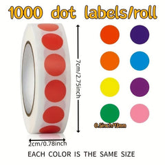 1000pcs 2.54x0.5cm Round Coding Circle Dot Labels Self Adhesive Sticker