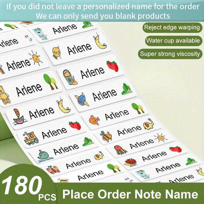Custom Waterproof Name Stickers 180pcs for Students & Preschool, School Labels