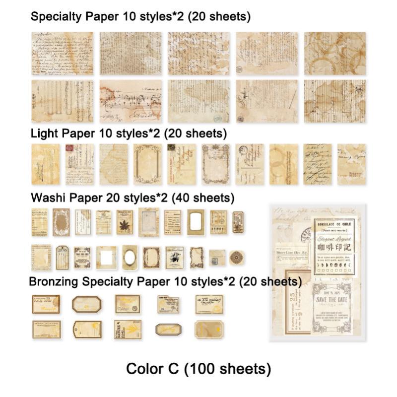 100 Sheets Scrapbook Paper Washi Specialty Light Paper