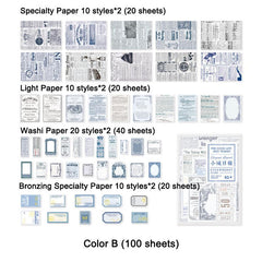 100 Sheets Scrapbook Paper Washi Specialty Light Paper