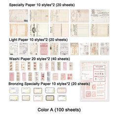 100 Sheets Scrapbook Paper Washi Specialty Light Paper
