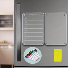 2pcs Clear Weekly Meal Planner Magnetic Acrylic Board for Fridge