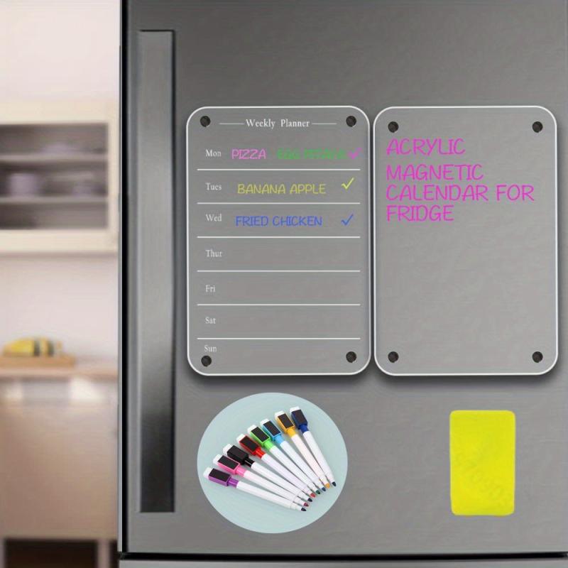 2pcs Clear Weekly Meal Planner Magnetic Acrylic Board for Fridge