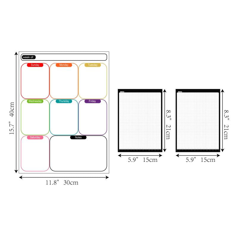 Dry Erase Board & Weekly Planner for Smooth Surfaces - Includes 3 Markers