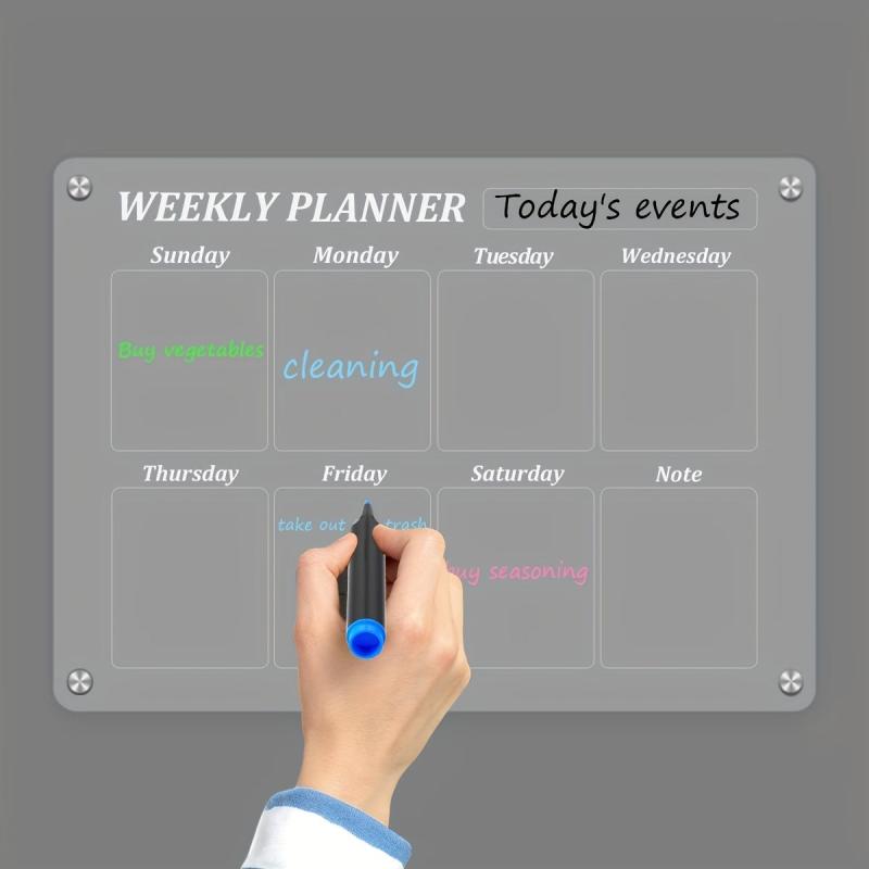 Clear Weekly Meal Planner Magnetic Acrylic Board 39 X 29