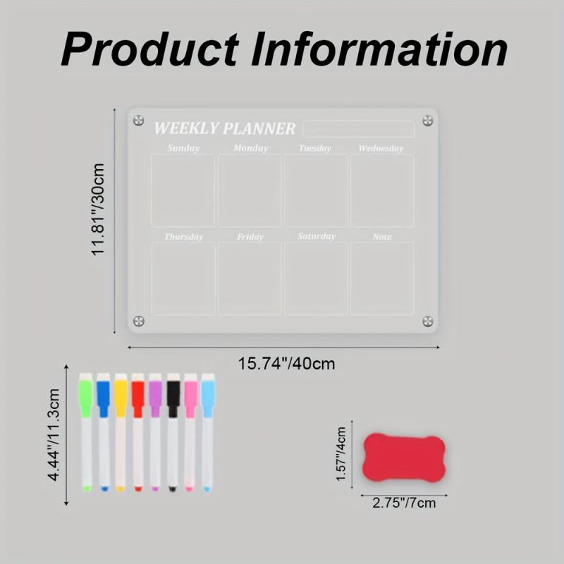 Clear Weekly Meal Planner Magnetic Acrylic Board 39 X 29