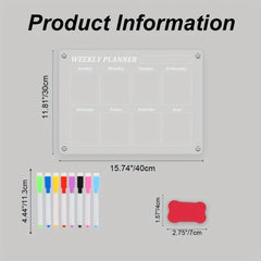 Clear Weekly Meal Planner Magnetic Acrylic Board 39 X 29