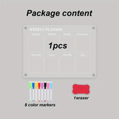 Clear Weekly Meal Planner Magnetic Acrylic Board 39 X 29