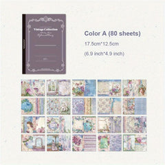 80 Sheets Vintage Floral Scrapbook Paper DIY Crafts Decoupage Planners Notebooks