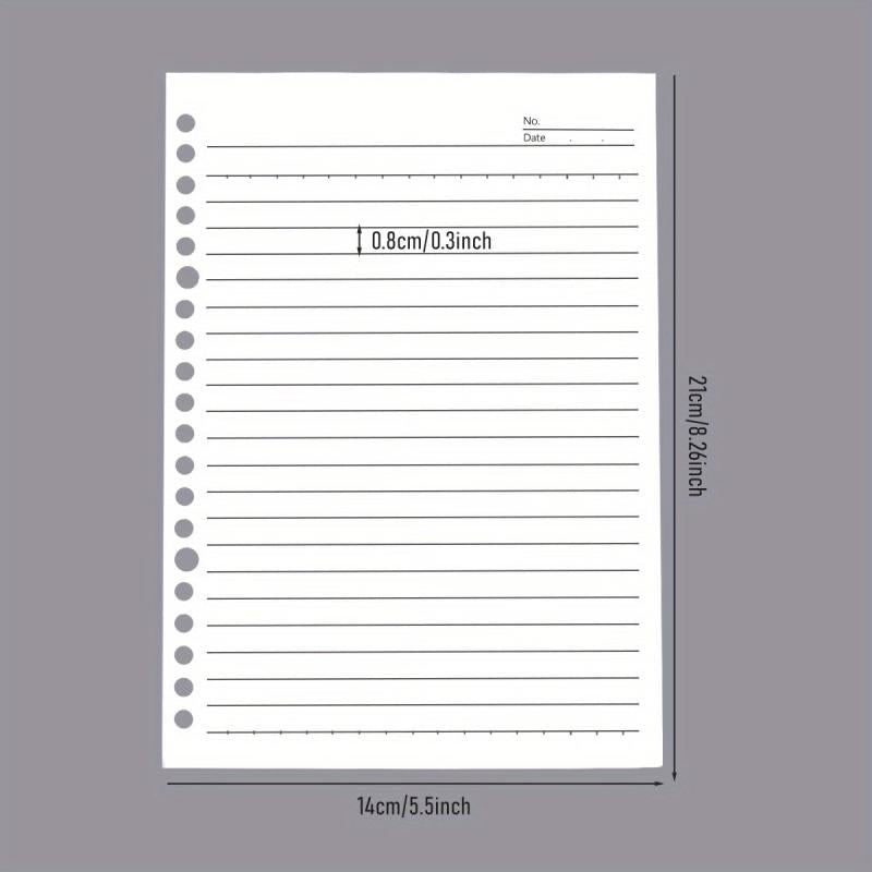60pcs A5 B5 Horizontal Line Loose Leaf Paper Refill 20 Holes 26 Holes