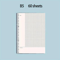 60pcs A5 B5 Horizontal Line Loose Leaf Paper Refill 20 Holes 26 Holes