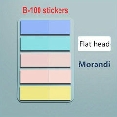 100pcs Morandi Sticky Bookmark Index Label Mark Note Paper School Stationery