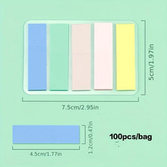100pcs Morandi Sticky Bookmark Index Label Mark Note Paper School Stationery