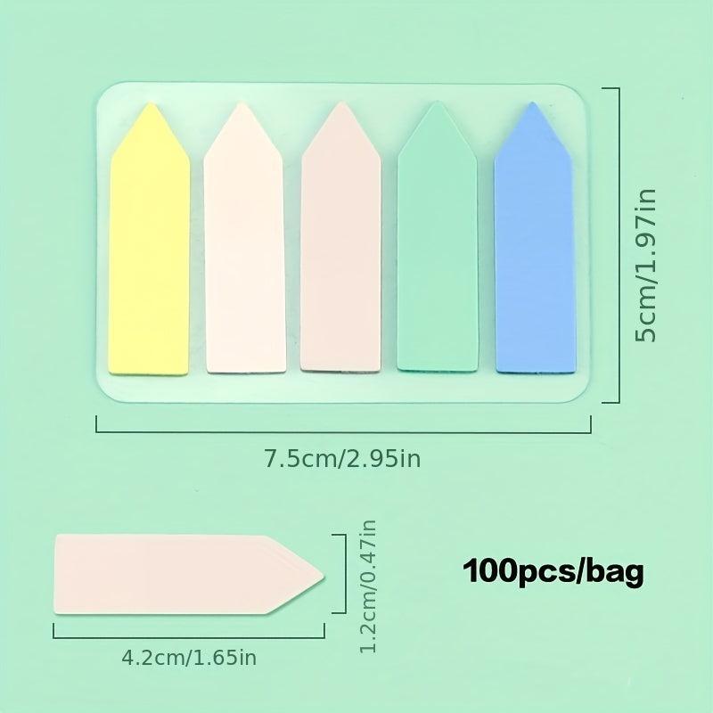 100pcs Morandi Sticky Bookmark Index Label Mark Note Paper School Stationery