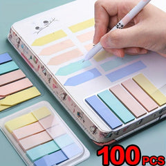 100pcs Morandi Sticky Bookmark Index Label Mark Note Paper School Stationery