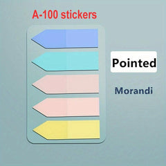 100pcs Morandi Sticky Bookmark Index Label Mark Note Paper School Stationery