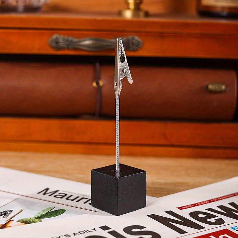 Retro Style Wooden Photo Note Clip Table Display Stand Holder