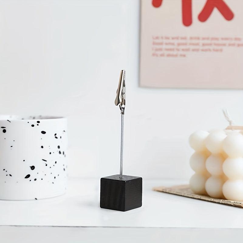 Retro Style Wooden Photo Note Clip Table Display Stand Holder