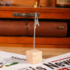 Retro Style Wooden Photo Note Clip Table Display Stand Holder