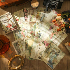 100 Sheets Vintage Scrapbook Paper Retro Character Images DIY Journaling