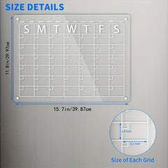 Acrylic Magnetic Dry Erase Board Calendar For Fridge 39.88cmx29.97cm Clear
