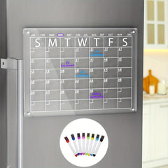 Acrylic Magnetic Dry Erase Board Calendar For Fridge 39.88cmx29.97cm Clear