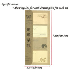 Sticky Note Set Retro Collection Self-adhesive 80sheets