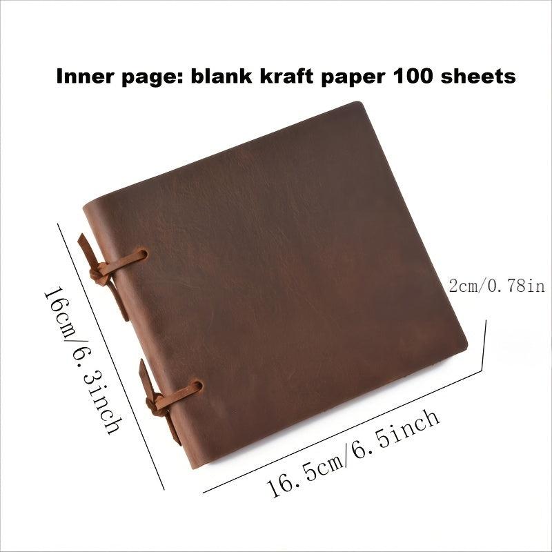 Vintage Cowhide Leather Notepad Notebook Hand-painted Sketchbook