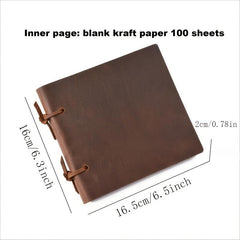 Vintage Cowhide Leather Notepad Notebook Hand-painted Sketchbook