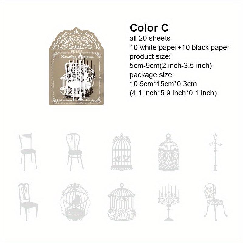 20 Pcs Vintage Lace Scrapbook Paper DIY Craft Stationery