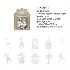 20 Pcs Vintage Lace Scrapbook Paper DIY Craft Stationery
