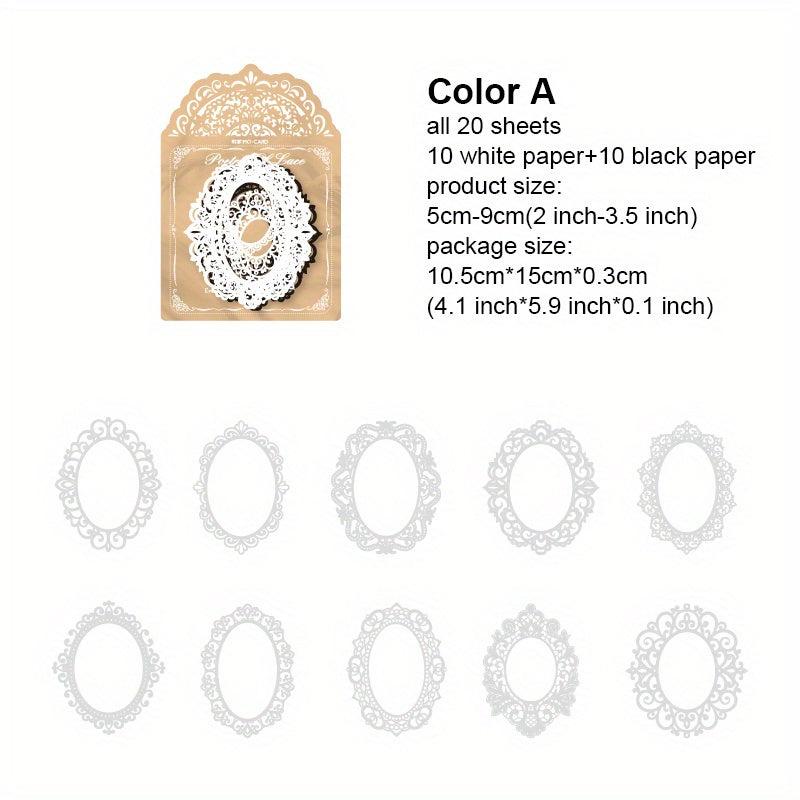 20 Pcs Vintage Lace Scrapbook Paper DIY Craft Stationery