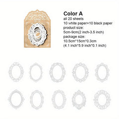 20 Pcs Vintage Lace Scrapbook Paper DIY Craft Stationery