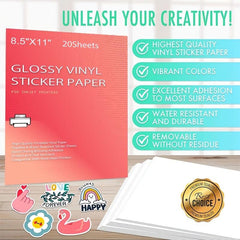 Glossy Inkjet Printable Vinyl Sticker Paper 20 Sheets