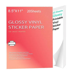 Glossy Inkjet Printable Vinyl Sticker Paper 20 Sheets
