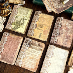 40pcs Retro Map Food Plant Paper Yellowish Lace DIY Scrapbooking Pack