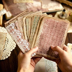 40pcs Retro Map Food Plant Paper Yellowish Lace DIY Scrapbooking Pack