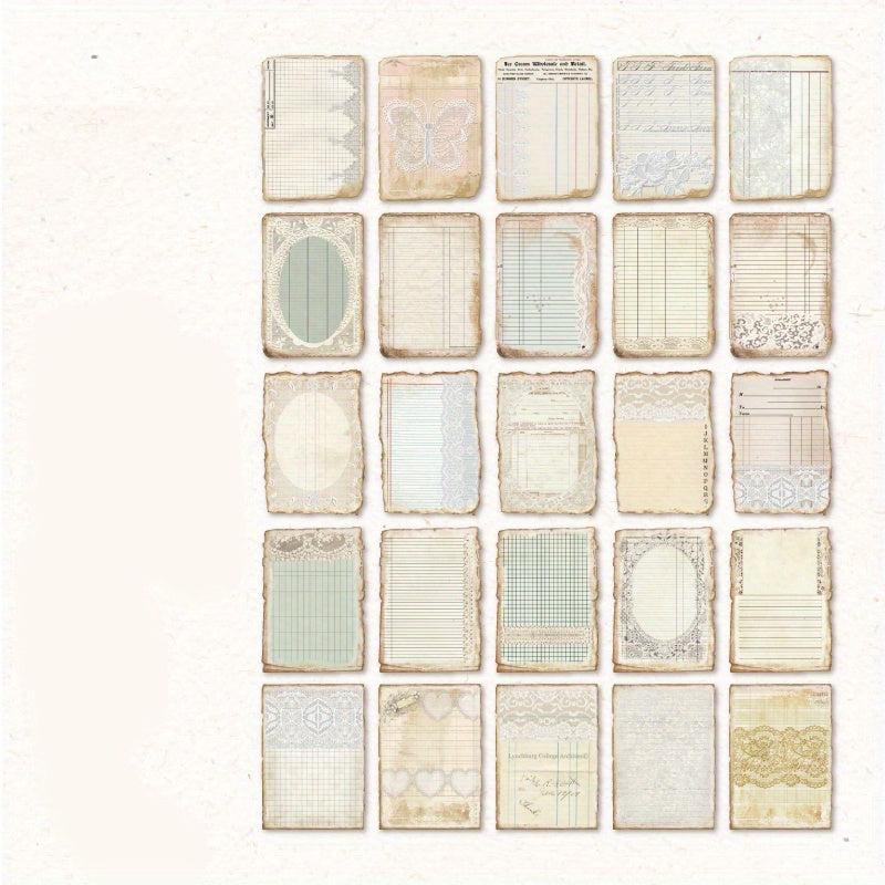 40pcs Retro Map Food Plant Paper Yellowish Lace DIY Scrapbooking Pack